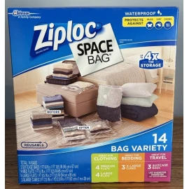 Ziploc New Ziploc Vacuum Seal Space Bag Variety Pack of 14 (Sizes: M, L, XL, Suitcase)