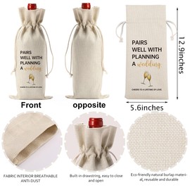 YUANHAO 1Pcs Wedding Gifts for Newlyweds Wine Bag Engagement Gifts for Couples Bride Wine Gift Bag Mr and Mrs Wedding Gift Ideas Wine Bottle Bag Pairs Well with Planning a Wedding Wine Bag