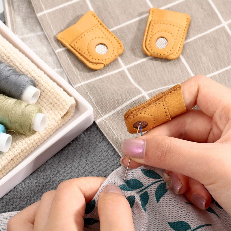 KEPYATI 2 Leather Thimble Hand Sewing Thimble Finger Protector Coin