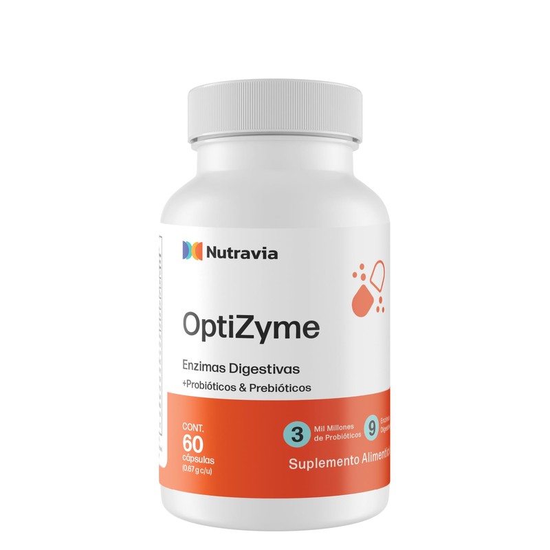 Enzimas Digestivas con Probióticos y Prebióticos OptiZyme NUTRAVIA