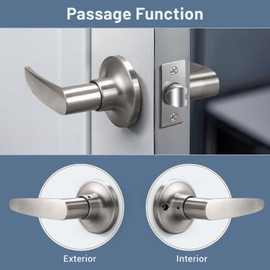 KNOBWELL 6 Pack Satin Nickel Door Handles, Passage Door Levers Heavy Duty, Door Locks for Closet/Hallway, Heavy Duty Door Knobs Door Lock Set Interior