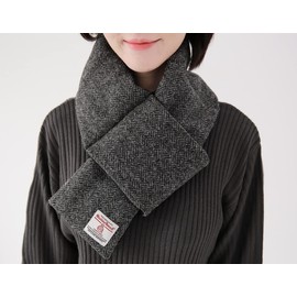 Sleeping Sheep Harris Tweed Short Scarf, Padded, Unisex, Easy to Put On Just Plug, Brushed Back, Case Included, herringbone