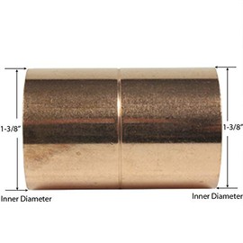 Libra Supply 1-1/4 inch(Nominal Size) Copper Pressure Coupling with Rolled Stop C x C, (click in for more size options), 1-1/4'', 1-1/4-inch Copper Pressure Pipe Fitting Plumbing Supply