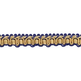 DecoPro 25 Meters Pack Gold Navy with 1/2" Imperial II Gimp Braid Style #0050ig (81 ft.), Black, Navy, Gold-1152
