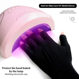 QIENBABO UV Gloves for Gel Nails, Anti UV Protection Gloves for Manicures, Fingerless Moisturising Gloves for Skin Care, UV Protection Gel Nail Lamp Protect Hands from UV Harm