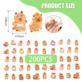 200 Pieces Mini Capybara for Crafts Dollhouse Miniatures Resin Mini Fruit Capybara for Fairy Garden Dollhouse Micro Landscaping Decoration