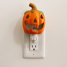 Milltown Merchants Ceramic Pumpkin Night Light - Plugin Pumpkin with Lights - Lighted Pumpkin - Mini Christmas Tree Decorative Night Light (Pumpkin)