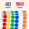 960 Pieces - 25mm Coloured Dot Stickers, Round Sticky Labels