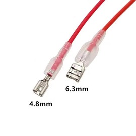 Teansic 40PCS 4.8mm/6.3mm Female Spade Connectors with Insulating Sleeve,Female Spade Quick Splice Terminal with Red Black Wire