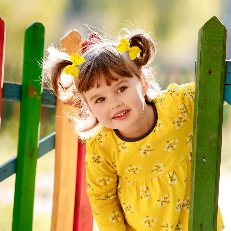 2Pcs Ribbon Hair Bow Clips Barrettes, 3 inch Ponytail Holder