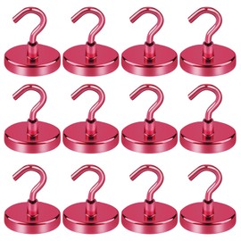 LOVIMAG Red Magnetic Hooks for Cruise Cabins, Cruise Essentials Must Haves, Cruise Magnets, Magnetic Key Holder, Strong Magnetic Hooks for Hanging, Fridge, Grill -12 Pack