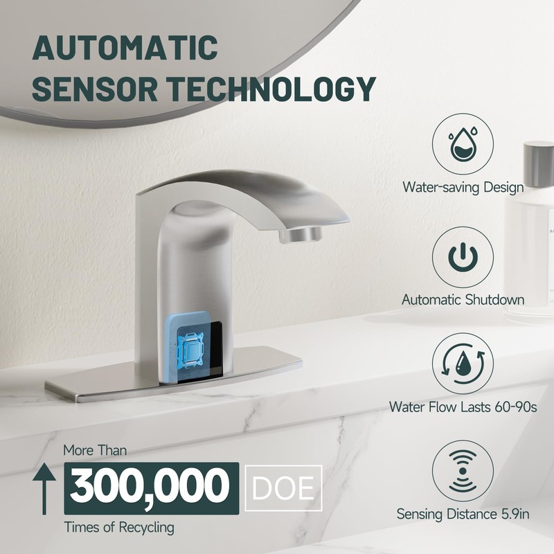 Greenspring Touchless Bathroom Sink Faucets, Automatic Faucet Bathroom Commercial Motion