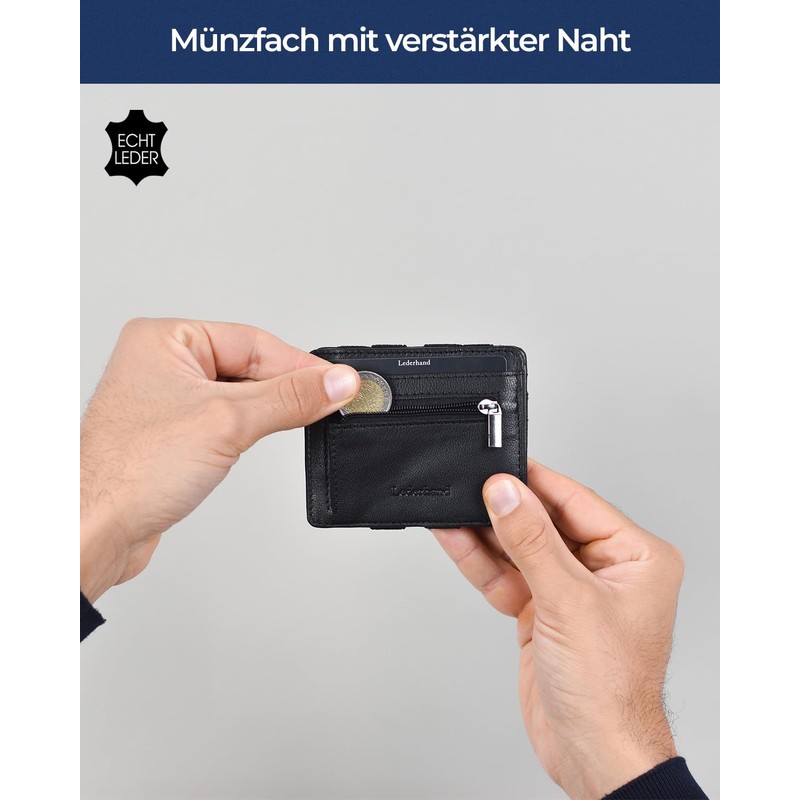 Lederhand Magic Wallet 2, Black Nappa, Modern