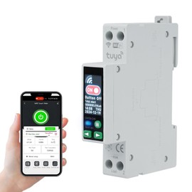 Jadeshay WiFi Smart Circuit Breaker, Smart Energy Monitor 1P+N Digital Display Metering Energy Meter Remote Switch Compatible with Tuya(40A)