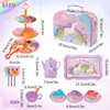 Teeservice Kinder Spielzeug, 42-teiliges Kinderküche Einhorn Teekanne & Dessert Set,