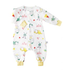 ililmmoe toddler Muslin Original 100% Cotton Sleeping Sack Sleep Bag with legs Baby Wearable Blankets Long Sleeves 1-4T, Rhino, M(Baby Between31"-38")