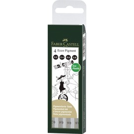 Faber-Castell ECCO PIGMENT Ink Pen Set of 4 (0.2/0.4/0.6/0.8 mm) Pack of 4