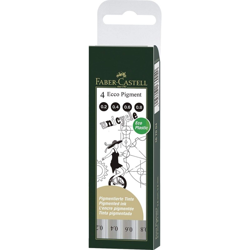 Faber-Castell ECCO PIGMENT Ink Pen Set of 4 (0.2/0.4/0.6/0.8 mm)