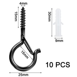 Pack of 10 stainless steel hook screws with security, eyelet hooks, wall hooks, screw-in hooks, wooden hooks for screwing, hooks with thread, screw hooks, ceiling hooks, wall hooks for hanging, M4