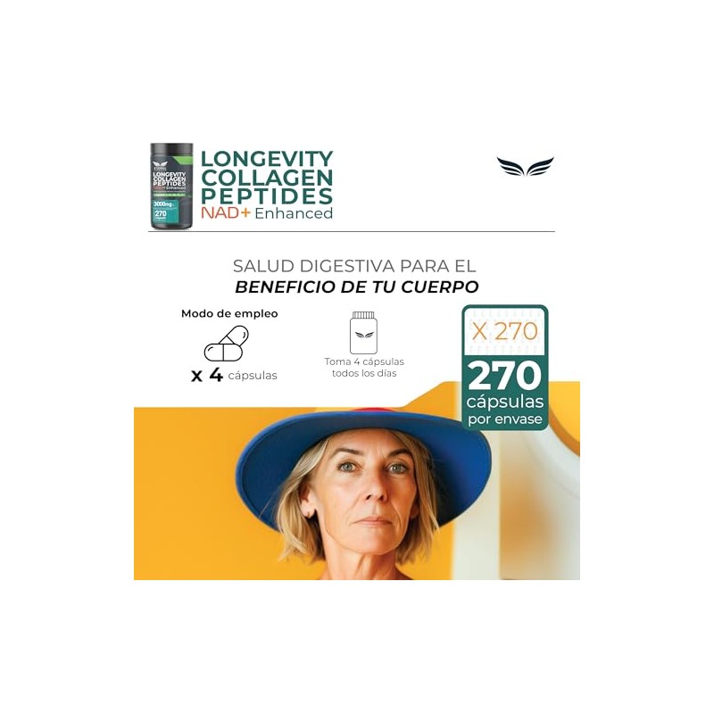 Eternal Nutrition Longevity Colágeno Hidrolizado Nad 270 Cápsulas Péptidos Tipo