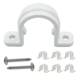 Bonsicoky 12 Set PVC Pipe Clamps - 3/4" Plastic Pipe Straps with Screws - Two Hole Plastic Pipe Clamps Clips - PVC Conduit Clips for Conduit Cables Hose