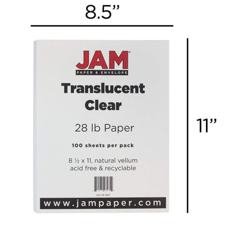 JAM PAPER Translucent Vellum Paper - 215.9 x 279.4 mm