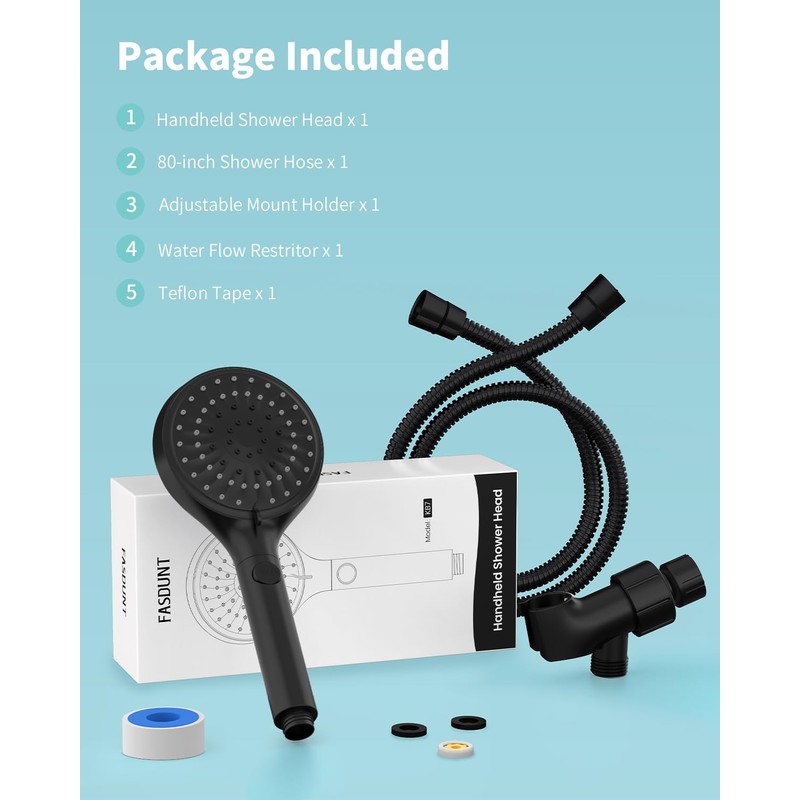 FASDUNT Shower Head with Handheld, High Pressure Handheld Shower Head