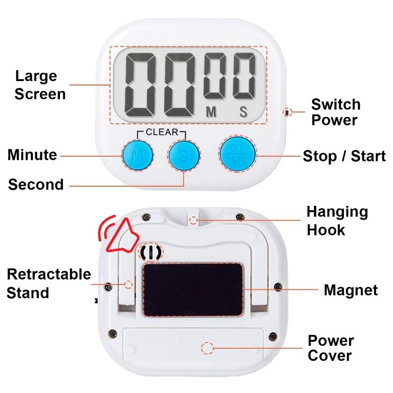 Magnetic Digital Timer Classroom for Kids Large Display Clock Loud