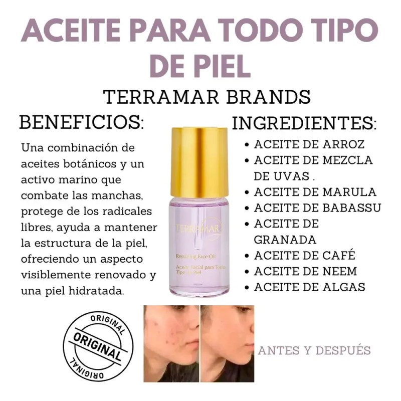 Aceite Óleo Facial Reparador Terramar De 30ml