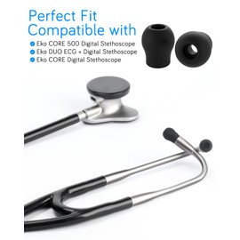 WEIGUZC 6 Pairs Rubber Ear Tips for EKO CORE 500? Digital Stethoscope - Comfortable Silicone Ear Tips for Enhanced Listening Experience (Black)