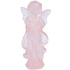 JIC Gem 3.9 Inch Rose Quartz Prayer Angel Healing Crystal Guardian Angel Figurine Pink Hand Carved Gemstone Statue 1pc
