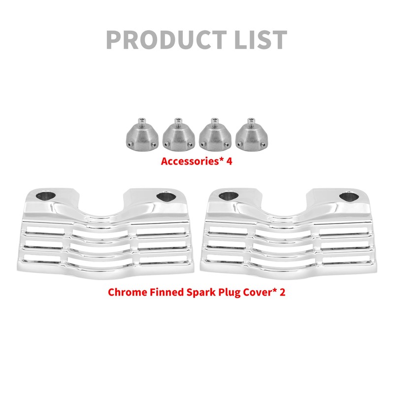 HDBUBALUS Slotted Spark Plug Chrome Head Bolt Covers for Harley