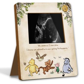 Unbala Winnie Ultrasound Picture Frame Baby Shower Decorations Wooden Pregnancy Keepsake Milestone Table Sign Gifts For Gender Reveal Nursery Room Decor
