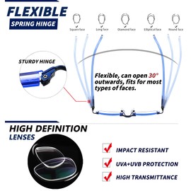 JJWELL 3 Pack Blue Light Blocking Reading Glasses for Women, Anti Eyestrain/Computer Glare UV 400 Filter Readers with Spring Hinge, Lightweight Rimless Tinted Metal Blue Rays Eyeglasses (3.25)