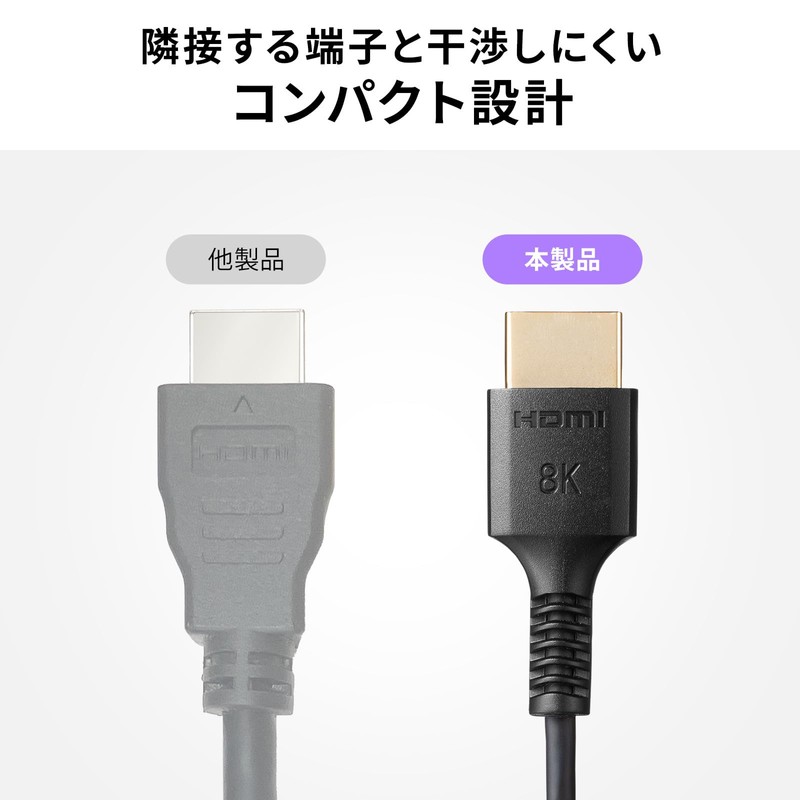 Sanwa Supply KM-HD20-US05 UltraHighSpeed Certified Slim Cable (0.5 m)