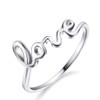 YFN Sterling Silver Simple Love Script Ring Thin Band Promise