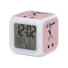 Fabulous Pink Cube Alarm Clock with Lighting - Baseball Calls Me Sport USA - 7.8 x 7.8 x 7.8 cm - Retro Lighting Multicolour LED