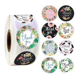 Thank You Stickers Business Label: 8 Colored Thank You Labels Stickers 500Pcs Round Stickers Bulk Small Thank You Stickers Roll for Packaging (1.5Inch)
