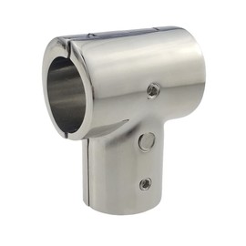 T-Piece Handrail Connection Foldable Stainless Steel 3 Way 90° Angle Handrail Clamp Pipe Clamp T Connection Silver Boats Deck Bimini Fitting for Diameter 22 mm Pipe