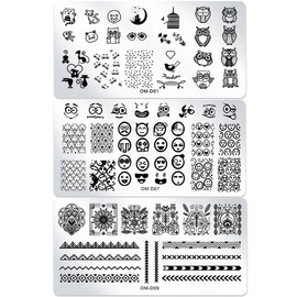 CENPEK 3 Pcs Nail Stencil Stamp Set, Geometry Lines Theme Nail Stamping Plate, Marble Pattern Nail Art Stamp Plate, Nail Art Plates Nail Stamp Manicure Tool Kit