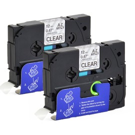 2 x Font Tape Compatible for Brother TZ-131 TZ131 Bk/Clear 12 mm SET