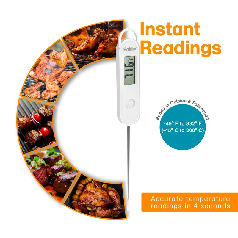 Polder Stable-Read Instant Read Thermometer, Digital Thermometer for Cooking, Food