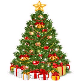 Christmas Tree with Presents v2 Window and Wall Decor Decal (12" x 10")