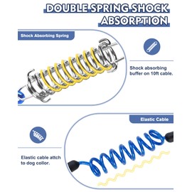 Dog Runner for Yard,Double Shock Absorption Dog Trolley System for Large Dogs,Heavy Duty 75FT Dog Tie Out Run Cable with 10FT Dog Leads,for Dogs Up to 250LBS,Aerial Dog Zipline for Outside,Camping