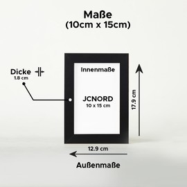 JCNORD Black MDF Wooden Picture Frame 10 x 15 cm with Shatterproof Acrylic Glass Modern Photo Frame for Walls and Tables