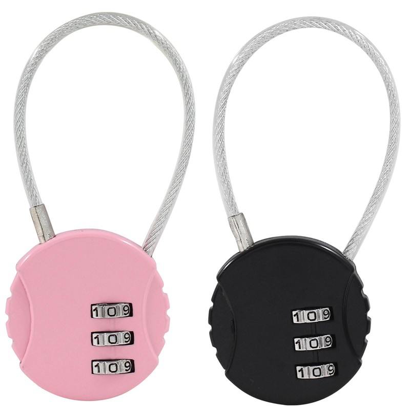 Waziaqoc 2 Pcs Wire Rope Lock, Mini Combination Lock, Wire