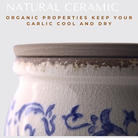 Okavango Garlic Keeper - Terracotta Garlic Container - Garlic Storage - Garlic Holder Countertop - Garlic Holder Ceramic - Jar - Saver -Bowl - Cellar (Ivory, 16oz)