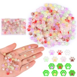 EVERMARKET 200 PCS Tiny Resin Cat Paws for Crafts Luminous Mini Cat Paws Dollhouse Miniatures Mini Animals for Car Fairy Garden Micro Landscaping Plant Nail Decoration (Cat Paw)