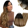 RUNATURE Micro Bead Hair Extensions Real Human Hair Black Ombre
