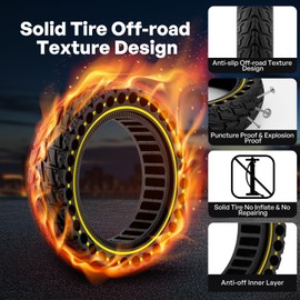 HAONAIMO E Scooter Tires,10 Inches x 2.5 Solid Tires,10 Inches Solid Replacement Wheels,60/70-6.5 Electric Scooter Solid Rubber Tires,Solid Tires for Ninebot Max G30/G30D/G30E/G30LP/Electric Scooter